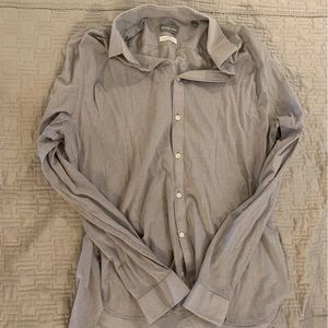 Mens MK gray pinstripe long sleeve button up collared dress shirt Big & Tall